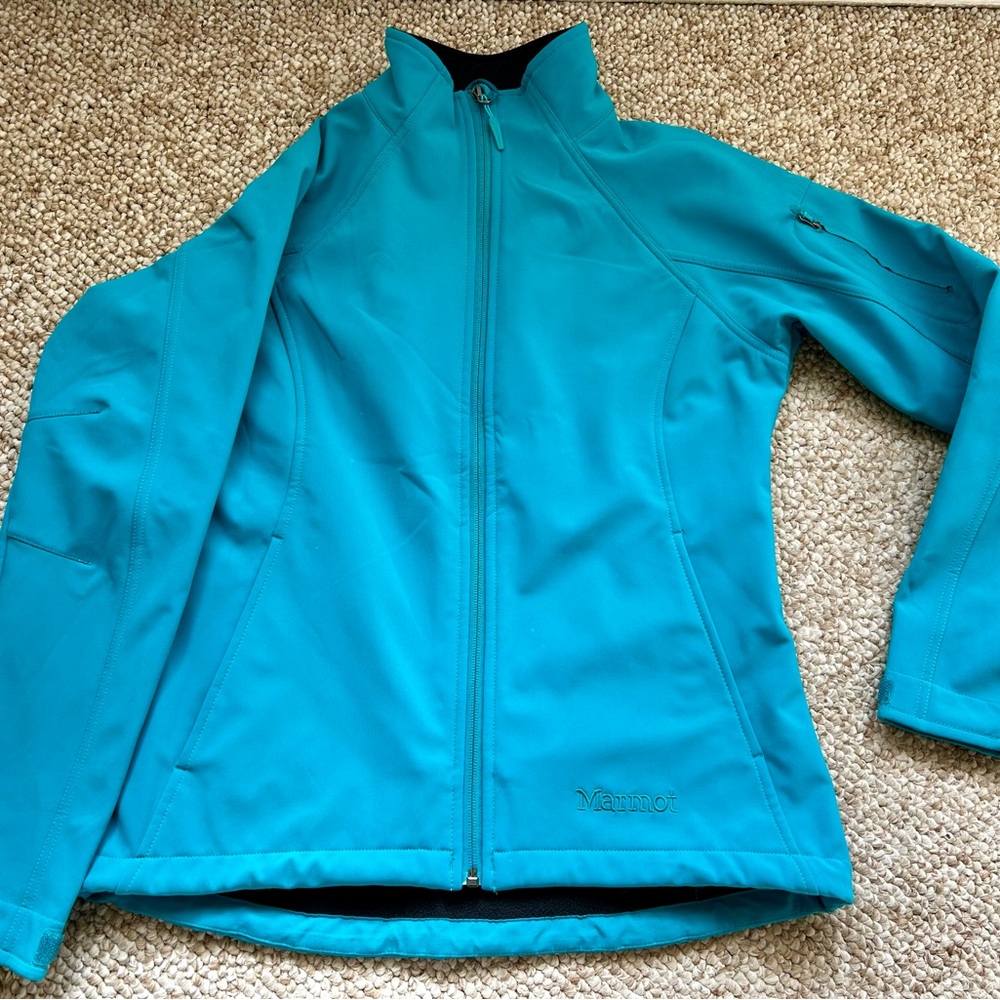 Marmot Women's Blue Jacket size Small petite Rain jacket coat turquoise tilt